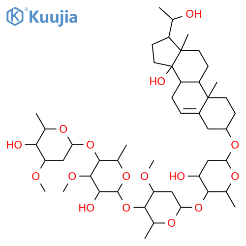 β-D-ribo-Hexopyranoside, (3β,14β,20S)-14,20-dihydroxypregn-5-en-3-yl O-2,6-dideoxy-3-O-methyl-β-D-arabino-hexopyranosyl-(1→4)-O-6-deoxy-3-O-methyl-β-D-glucopyranosyl-(1→4)-O-2,6-dideoxy-3-O-methyl-β-D-ribo-hexopyranosyl-(1→4)-2,6-dideoxy- structure