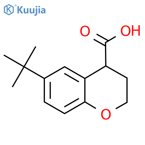 6-tert-butyl-3,4-dihydro-2H-1-benzopyran-4-carboxylic acid structure