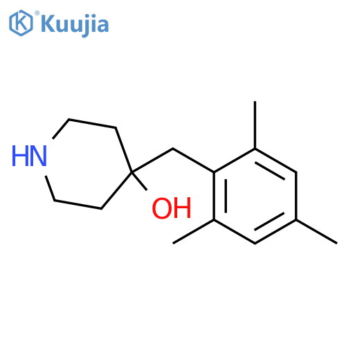 4-(2,4,6-trimethylphenyl)methylpiperidin-4-ol structure