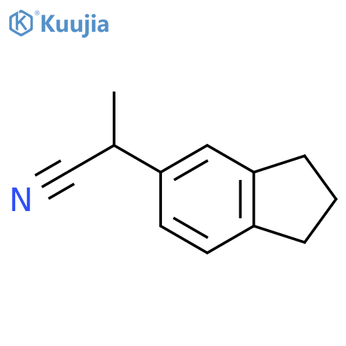 2-(2,3-dihydro-1H-inden-5-yl)propanenitrile structure