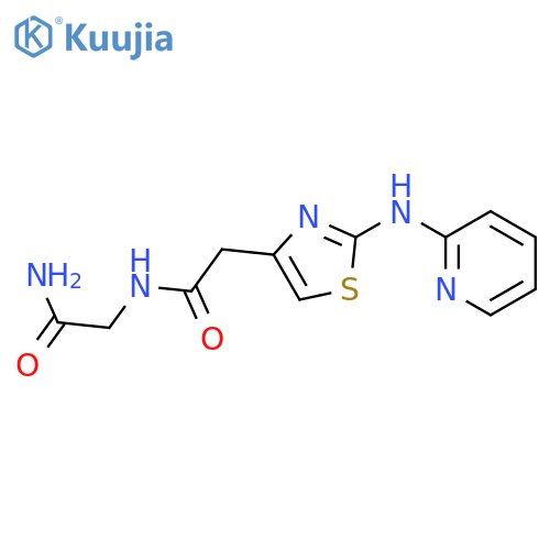 N-(carbamoylmethyl)-2-{2-(pyridin-2-yl)amino-1,3-thiazol-4-yl}acetamide structure