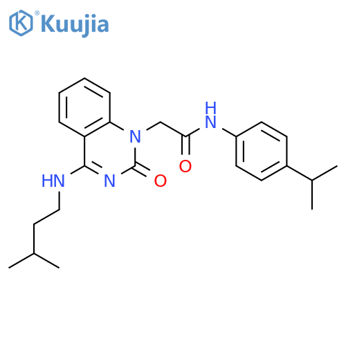 2-{4-[(3-methylbutyl)amino]-2-oxo-1,2-dihydroquinazolin-1-yl}-N-[4-(propan-2-yl)phenyl]acetamide structure