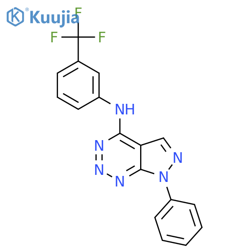 7-phenyl-N-3-(trifluoromethyl)phenyl-7H-pyrazolo3,4-d1,2,3triazin-4-amine structure