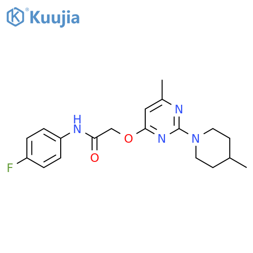 N-(4-fluorophenyl)-2-{[6-methyl-2-(4-methylpiperidin-1-yl)pyrimidin-4-yl]oxy}acetamide structure