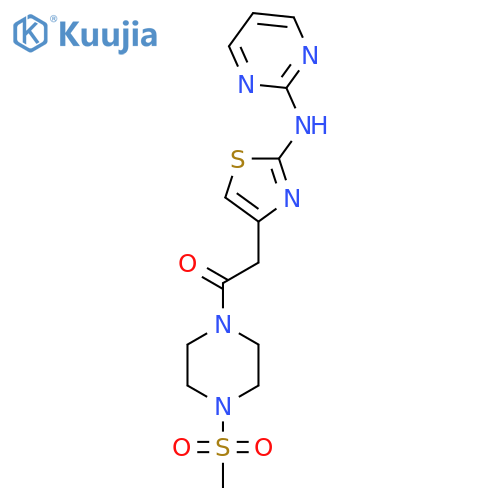 1-(4-methanesulfonylpiperazin-1-yl)-2-{2-(pyrimidin-2-yl)amino-1,3-thiazol-4-yl}ethan-1-one structure