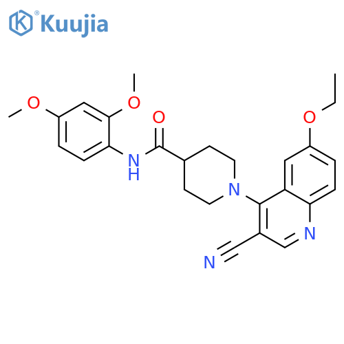 1-(3-cyano-6-ethoxyquinolin-4-yl)-N-(2,4-dimethoxyphenyl)piperidine-4-carboxamide structure