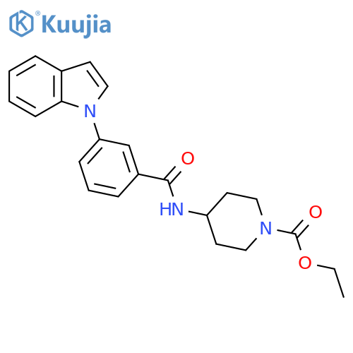 ethyl 4-3-(1H-indol-1-yl)benzamidopiperidine-1-carboxylate structure
