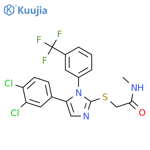 2-[5-(3,4-dichlorophenyl)-1-[3-(trifluoromethyl)phenyl]imidazol-2-yl]sulfanyl-N-methylacetamide structure