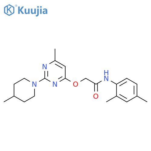 N-(2,4-dimethylphenyl)-2-{[6-methyl-2-(4-methylpiperidin-1-yl)pyrimidin-4-yl]oxy}acetamide structure