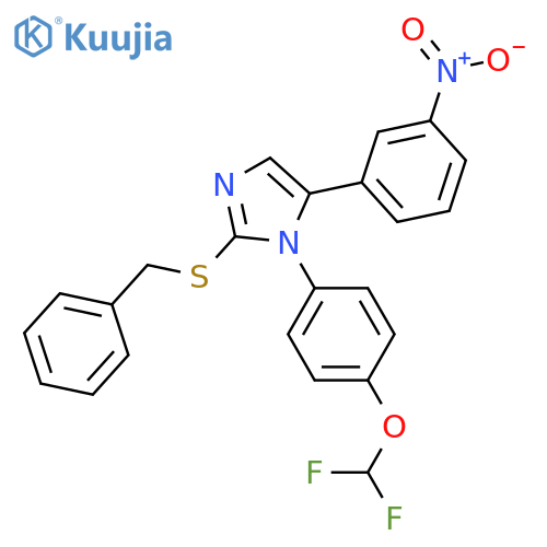2-(benzylsulfanyl)-1-[4-(difluoromethoxy)phenyl]-5-(3-nitrophenyl)-1H-imidazole structure