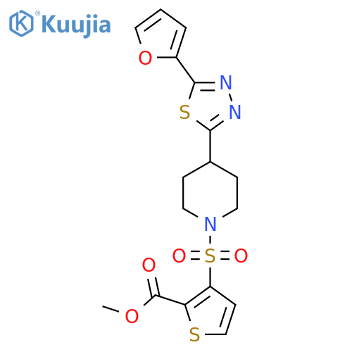 methyl 3-({4-5-(furan-2-yl)-1,3,4-thiadiazol-2-ylpiperidin-1-yl}sulfonyl)thiophene-2-carboxylate structure