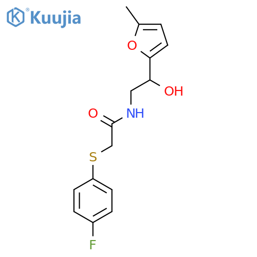 2-[(4-fluorophenyl)sulfanyl]-N-[2-hydroxy-2-(5-methylfuran-2-yl)ethyl]acetamide structure