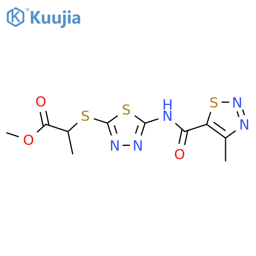 methyl 2-{5-(4-methyl-1,2,3-thiadiazole-5-amido)-1,3,4-thiadiazol-2-ylsulfanyl}propanoate structure
