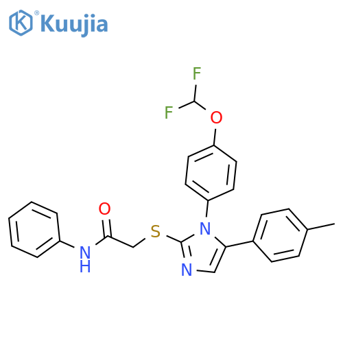 2-({1-[4-(difluoromethoxy)phenyl]-5-(4-methylphenyl)-1H-imidazol-2-yl}sulfanyl)-N-phenylacetamide structure