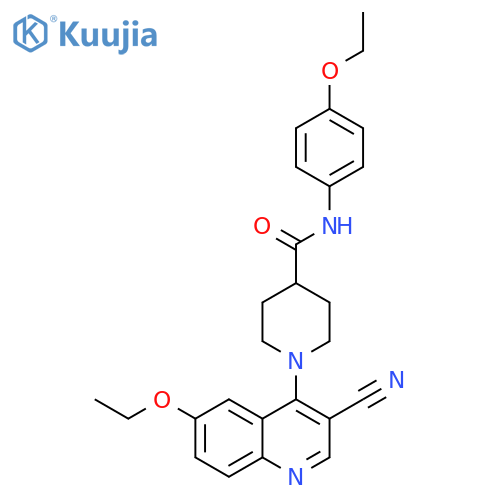 1-(3-cyano-6-ethoxyquinolin-4-yl)-N-(4-ethoxyphenyl)piperidine-4-carboxamide structure