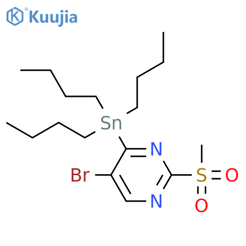 Pyrimidine, 5-bromo-2-(methylsulfonyl)-4-(tributylstannyl)- structure