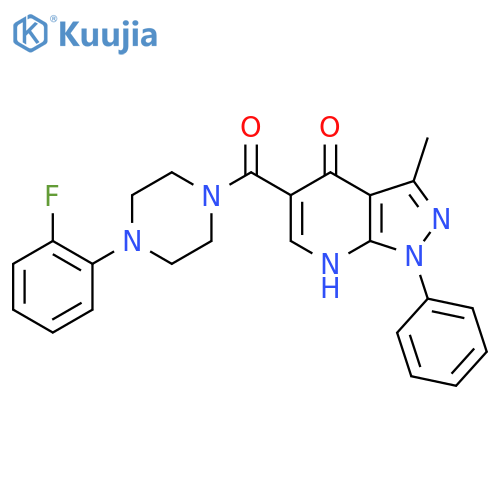 5-4-(2-fluorophenyl)piperazine-1-carbonyl-3-methyl-1-phenyl-1H,4H,7H-pyrazolo3,4-bpyridin-4-one structure