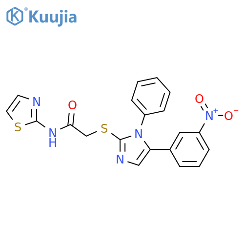 2-{[5-(3-nitrophenyl)-1-phenyl-1H-imidazol-2-yl]sulfanyl}-N-(1,3-thiazol-2-yl)acetamide structure
