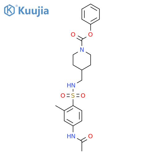 phenyl 4-(4-acetamido-2-methylbenzenesulfonamido)methylpiperidine-1-carboxylate structure