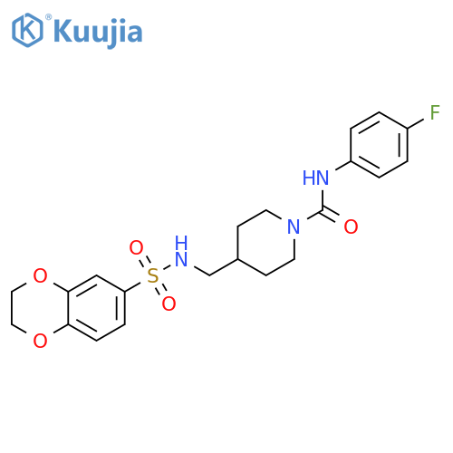 4-(2,3-dihydro-1,4-benzodioxine-6-sulfonamido)methyl-N-(4-fluorophenyl)piperidine-1-carboxamide structure