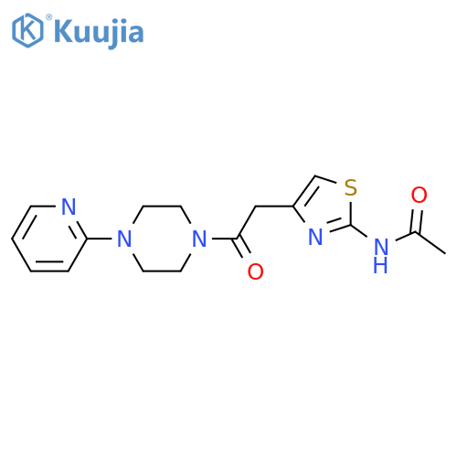 N-(4-{2-oxo-2-4-(pyridin-2-yl)piperazin-1-ylethyl}-1,3-thiazol-2-yl)acetamide structure