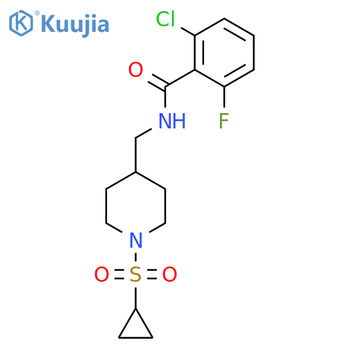 2-chloro-N-{[1-(cyclopropanesulfonyl)piperidin-4-yl]methyl}-6-fluorobenzamide structure