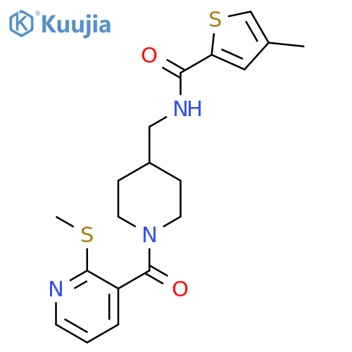 4-methyl-N-({1-[2-(methylsulfanyl)pyridine-3-carbonyl]piperidin-4-yl}methyl)thiophene-2-carboxamide structure
