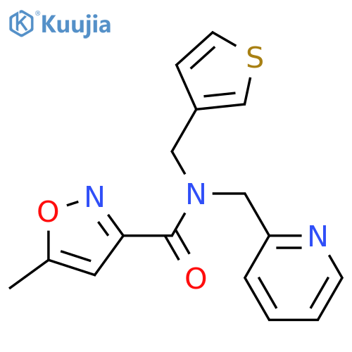 5-methyl-N-(pyridin-2-yl)methyl-N-(thiophen-3-yl)methyl-1,2-oxazole-3-carboxamide structure