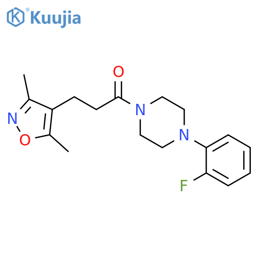 3-(3,5-dimethyl-1,2-oxazol-4-yl)-1-4-(2-fluorophenyl)piperazin-1-ylpropan-1-one structure