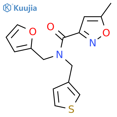 N-(furan-2-yl)methyl-5-methyl-N-(thiophen-3-yl)methyl-1,2-oxazole-3-carboxamide structure