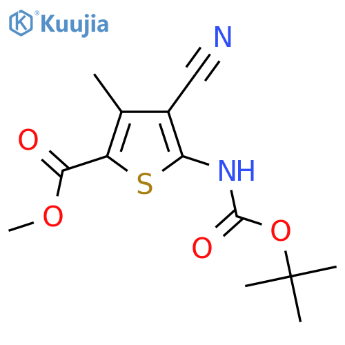 methyl 5-{(tert-butoxy)carbonylamino}-4-cyano-3-methylthiophene-2-carboxylate structure