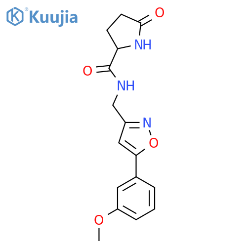 N-{5-(3-methoxyphenyl)-1,2-oxazol-3-ylmethyl}-5-oxopyrrolidine-2-carboxamide structure