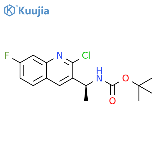 tert-butyl N-[(1S)-1-(2-chloro-7-fluoroquinolin-3-yl)ethyl]carbamate structure