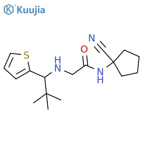 N-(1-cyanocyclopentyl)-2-{[2,2-dimethyl-1-(thiophen-2-yl)propyl]amino}acetamide structure