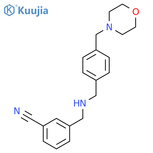 3-{({4-(morpholin-4-yl)methylphenyl}methyl)aminomethyl}benzonitrile structure