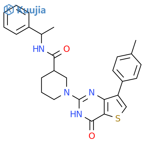 1-7-(4-methylphenyl)-4-oxo-3H,4H-thieno3,2-dpyrimidin-2-yl-N-(1-phenylethyl)piperidine-3-carboxamide structure