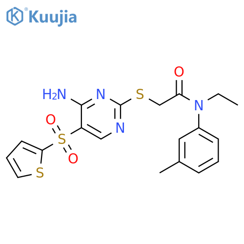 2-{[4-amino-5-(thiophene-2-sulfonyl)pyrimidin-2-yl]sulfanyl}-N-ethyl-N-(3-methylphenyl)acetamide structure
