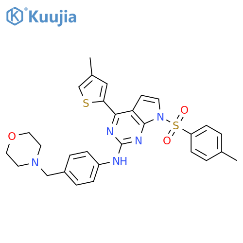 4-(4-Methylthiophen-2-yl)-N-(4-(morpholinomethyl)phenyl)-7-tosyl-7H-pyrrolo[2,3-d]pyrimidin-2-amine structure