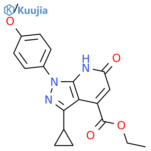 ethyl 3-cyclopropyl-1-(4-methoxyphenyl)-6-oxo-1H,6H,7H-pyrazolo3,4-bpyridine-4-carboxylate structure