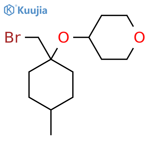 4-{1-(bromomethyl)-4-methylcyclohexyloxy}oxane structure