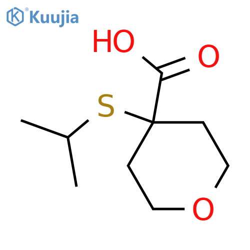 4-(Propan-2-ylsulfanyl)oxane-4-carboxylic acid structure