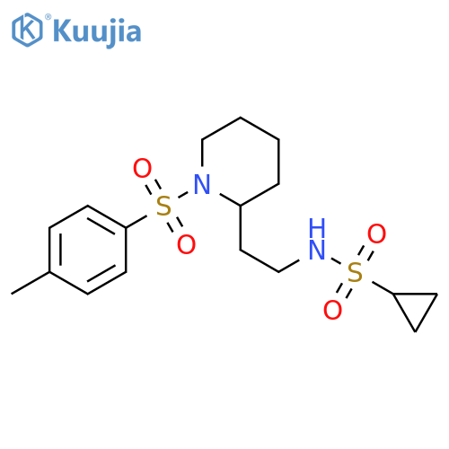 N-{2-1-(4-methylbenzenesulfonyl)piperidin-2-ylethyl}cyclopropanesulfonamide structure