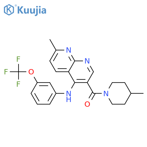 7-methyl-3-(4-methylpiperidine-1-carbonyl)-N-[3-(trifluoromethoxy)phenyl]-1,8-naphthyridin-4-amine structure
