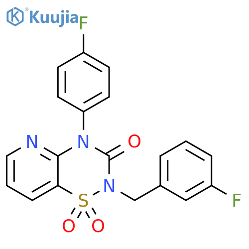 4-(4-fluorophenyl)-2-[(3-fluorophenyl)methyl]-1,1-dioxopyrido[2,3-e][1,2,4]thiadiazin-3-one structure