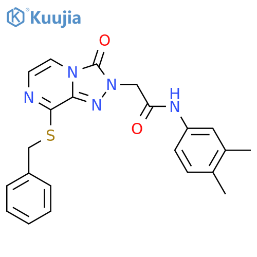 2-8-(benzylsulfanyl)-3-oxo-2H,3H-1,2,4triazolo4,3-apyrazin-2-yl-N-(3,4-dimethylphenyl)acetamide structure