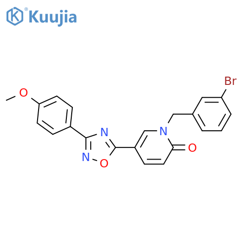 1-[(3-bromophenyl)methyl]-5-[3-(4-methoxyphenyl)-1,2,4-oxadiazol-5-yl]-1,2-dihydropyridin-2-one structure