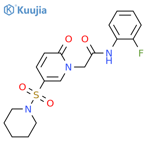 N-(2-fluorophenyl)-2-[2-oxo-5-(piperidine-1-sulfonyl)-1,2-dihydropyridin-1-yl]acetamide structure