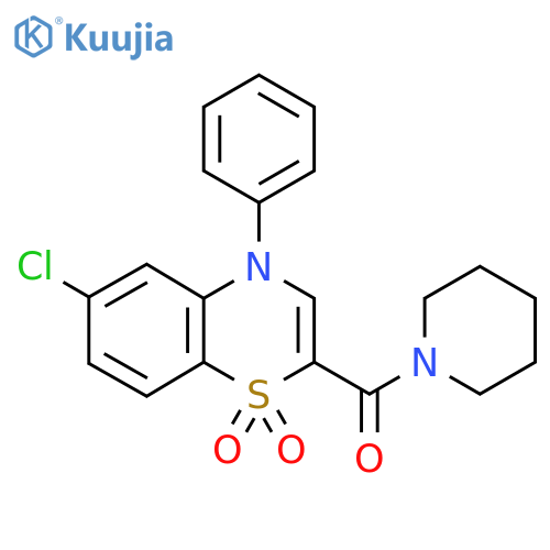 6-chloro-4-phenyl-2-(piperidine-1-carbonyl)-4H-1lambda6,4-benzothiazine-1,1-dione structure