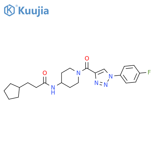 3-cyclopentyl-N-{1-1-(4-fluorophenyl)-1H-1,2,3-triazole-4-carbonylpiperidin-4-yl}propanamide structure