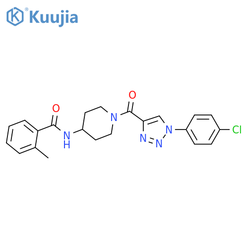 N-{1-1-(4-chlorophenyl)-1H-1,2,3-triazole-4-carbonylpiperidin-4-yl}-2-methylbenzamide structure